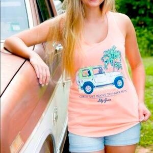 Lily Grace • Girls Just Want To Have Sun Jeep Racerback Tank